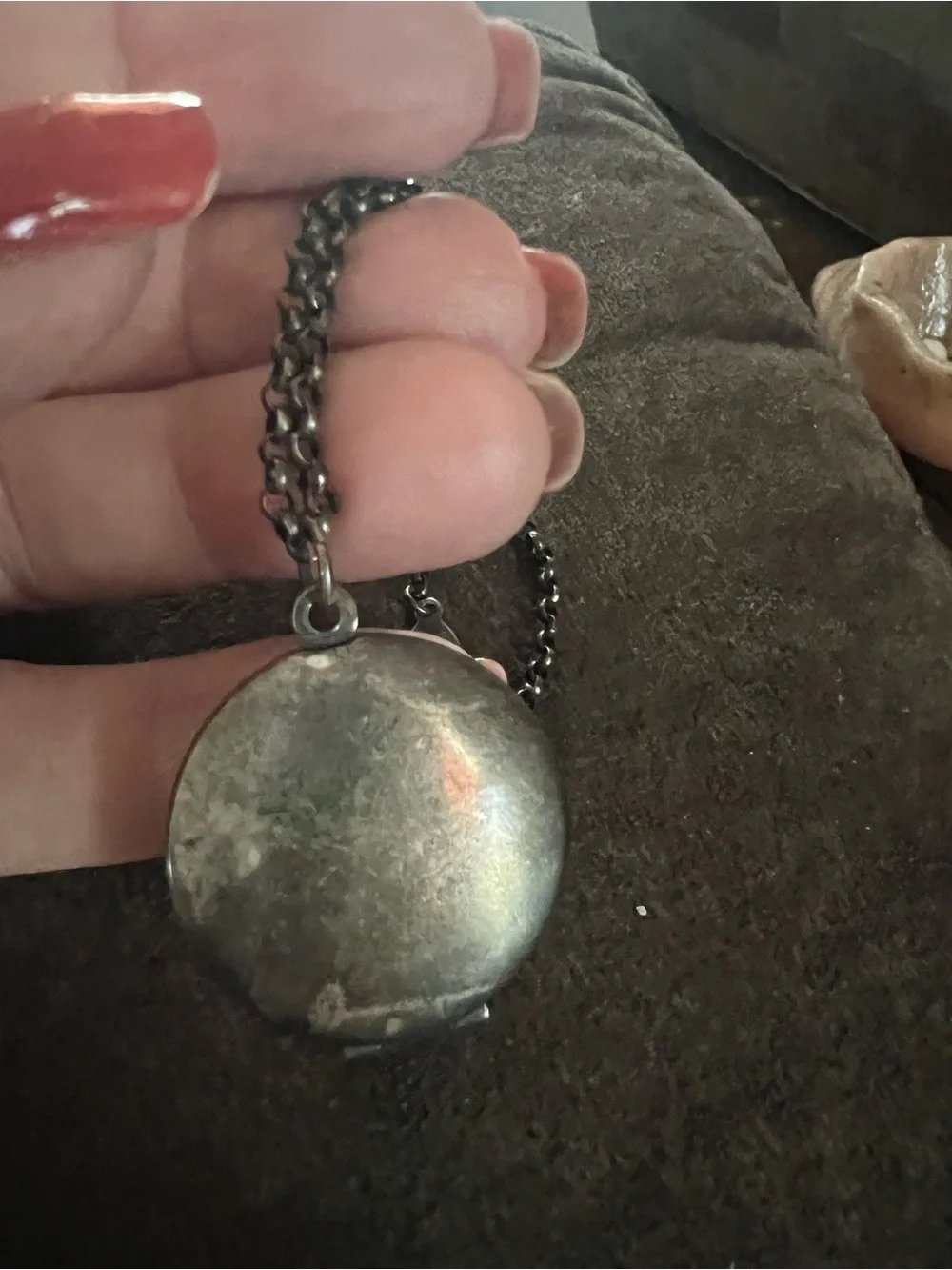 Catherine Popesco Dark Silver 'PARIS' Engraved Locket Necklace